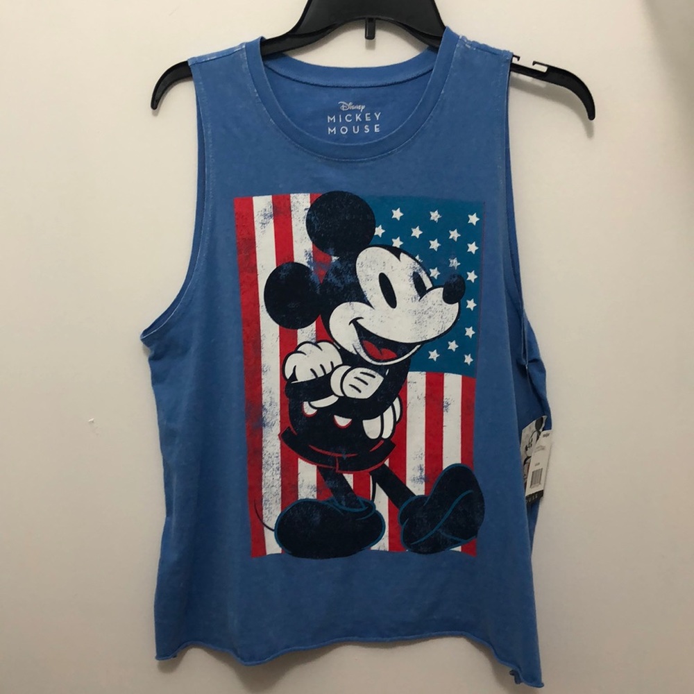NWT Mickey Mouse American flag Muscle Tee